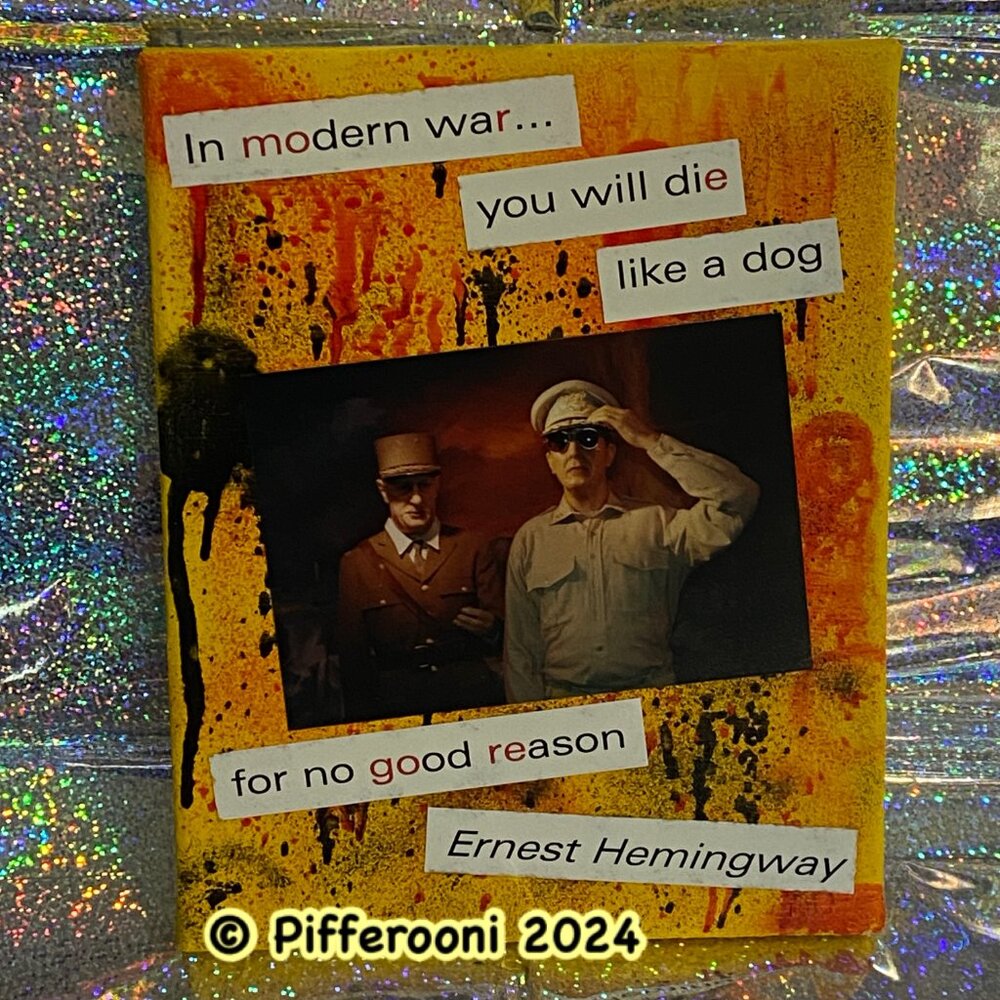 Original MODERN WAR Ernest Hemingway Poetry Painting